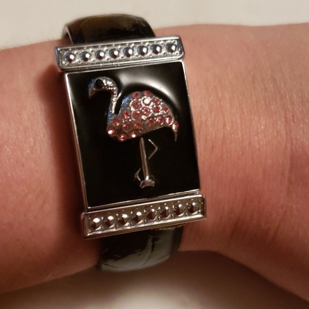 Versales rhinestone flamingo cuff watch